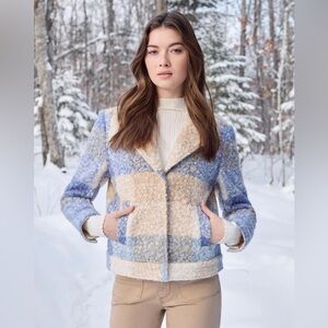 Plaid Boucle Knit Short Coat - Oxford